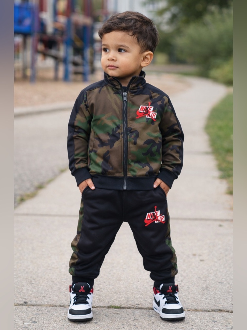 Nike Air Jordan Toddler Tracksuit 2T Camo 2 Piece Set Boys Activewear